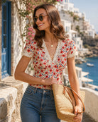 Women's Woven Polyester Tees Tops - RIHOAS