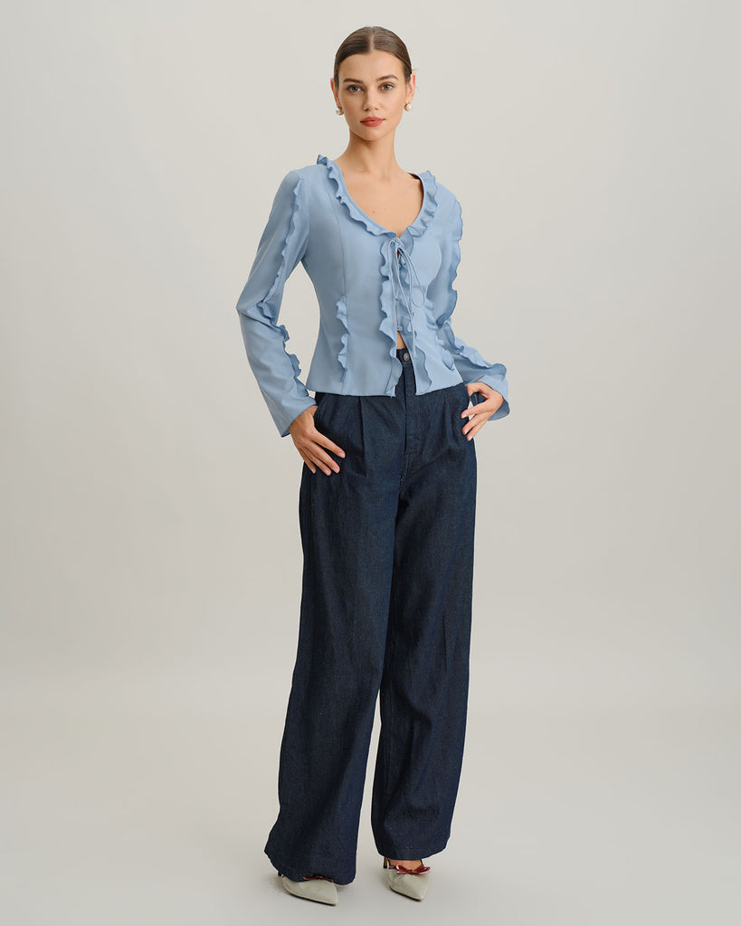 Women's Woven Polyester Tees Tops - RIHOAS