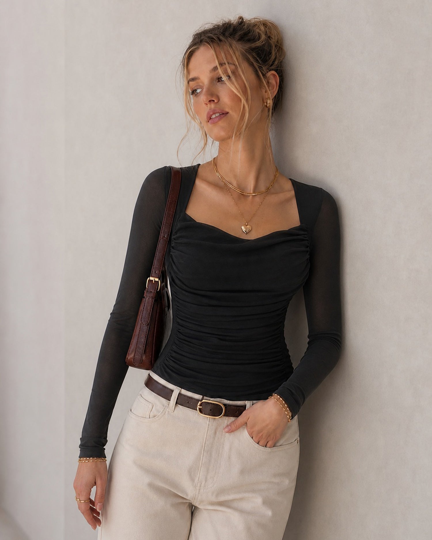 Women's Woven Polyester Tees - RIHOAS - 03