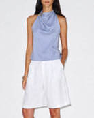 Women's Woven Polyester Top Blue Tops - RIHOAS