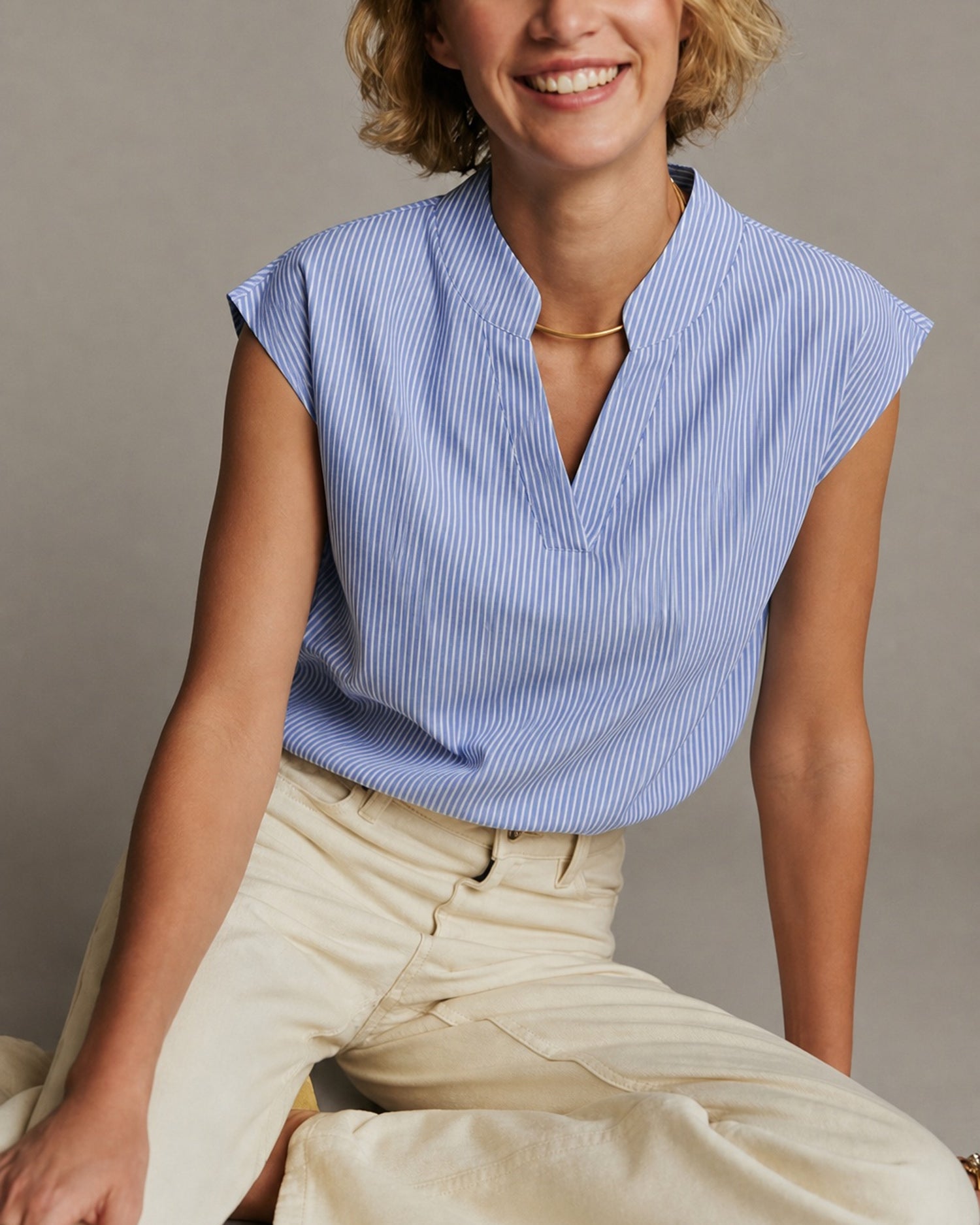 Women's Woven Polyester Top Blue Tops - RIHOAS