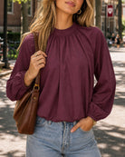 Women's Woven Polyester Top Wine Red - RIHOAS