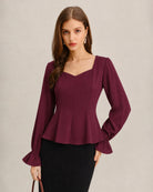 Women's Woven Polyester Top Wine Red - RIHOAS