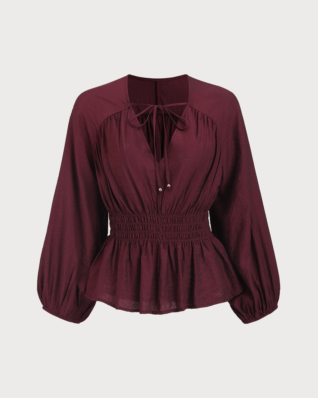 Women's Woven Polyester Top Wine Red Tops - RIHOAS