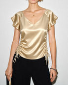 Women's Woven Polyester Tops Apricot Tops - RIHOAS
