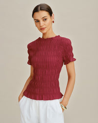 Women's Woven Polyester Tops Red Tops - RIHOAS