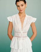 Women's Woven Polyester Tops White Tops - RIHOAS