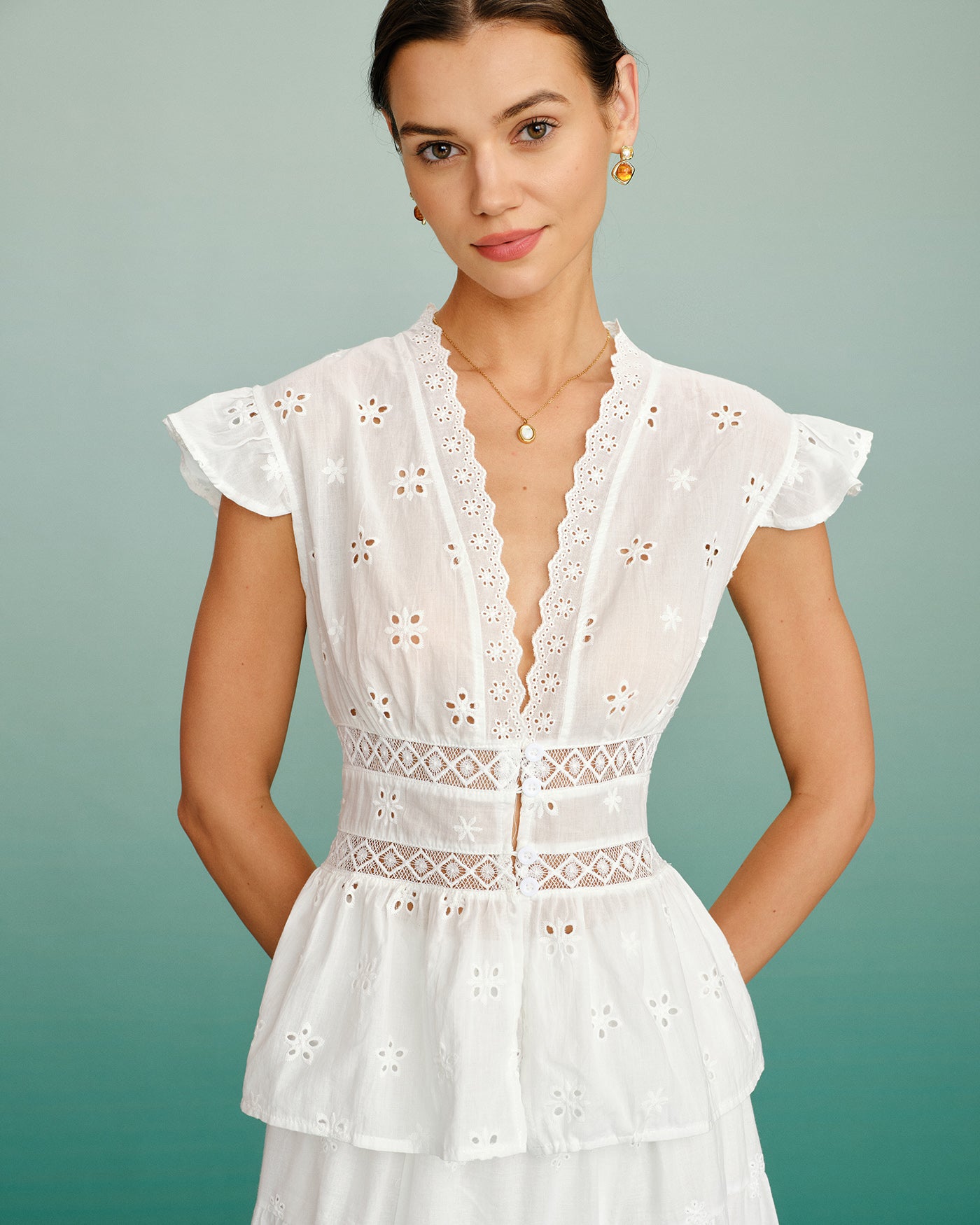 Women's Woven Polyester Tops White Tops - RIHOAS