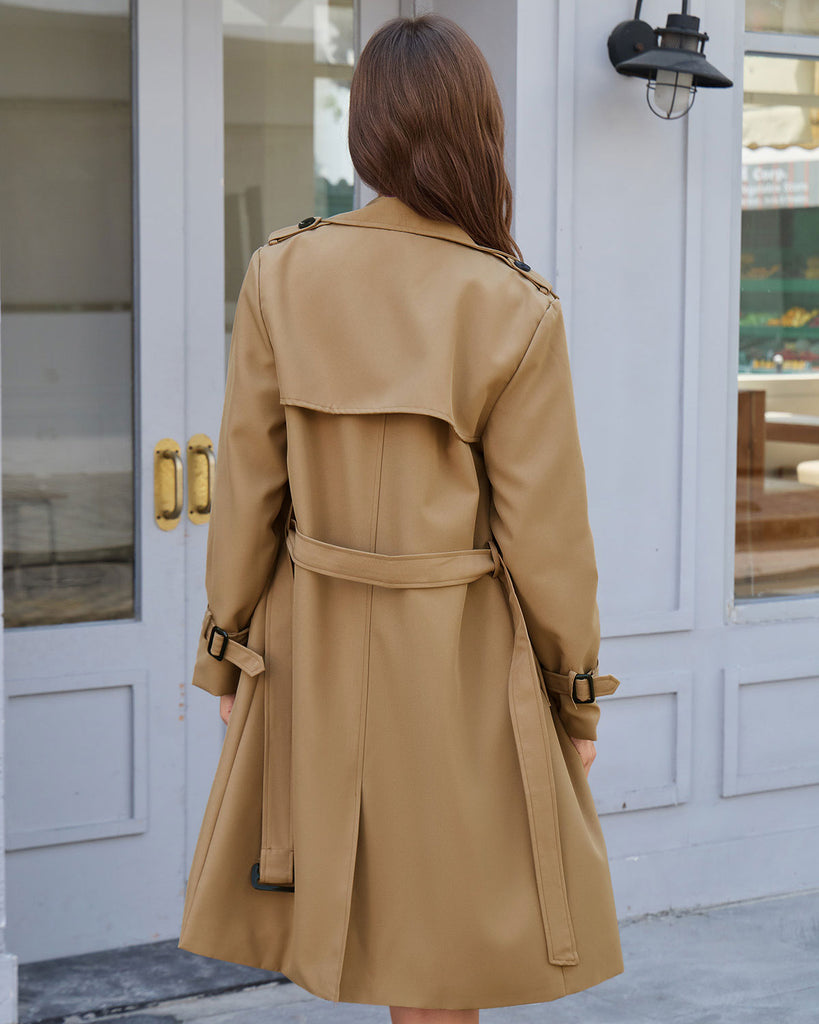 Women's Woven Polyester Trench Coat Outerwear - RIHOAS