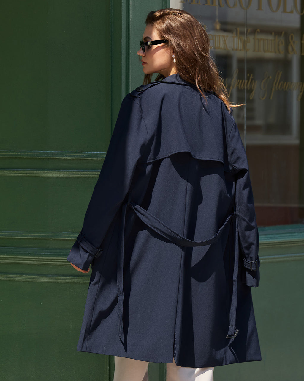 Women's Woven Polyester Trench Coat Outerwear - RIHOAS