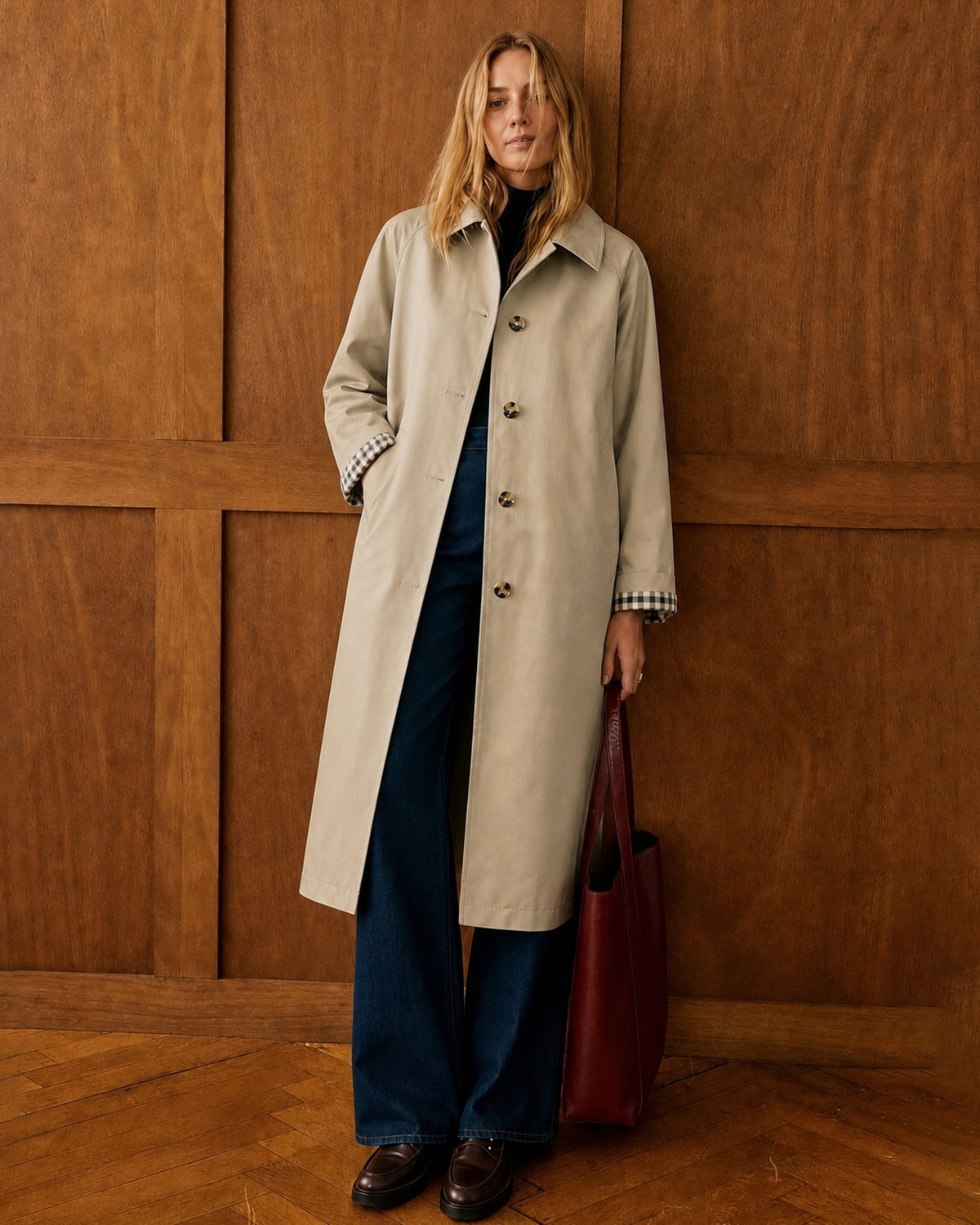 Women's Woven Polyester Trench Coat - RIHOAS - 03