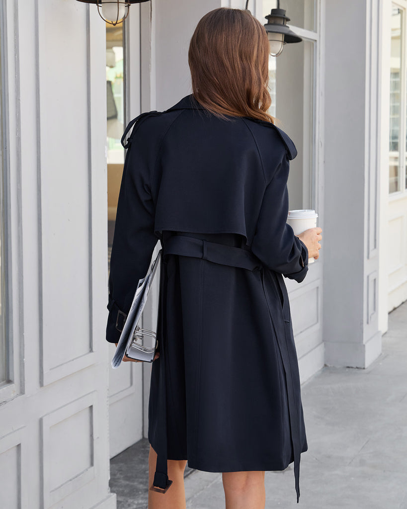 Women's Woven Polyester Trench Coat Outerwear - RIHOAS
