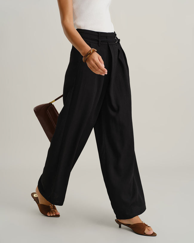 Women's Woven Polyester Trousers Bottoms - RIHOAS