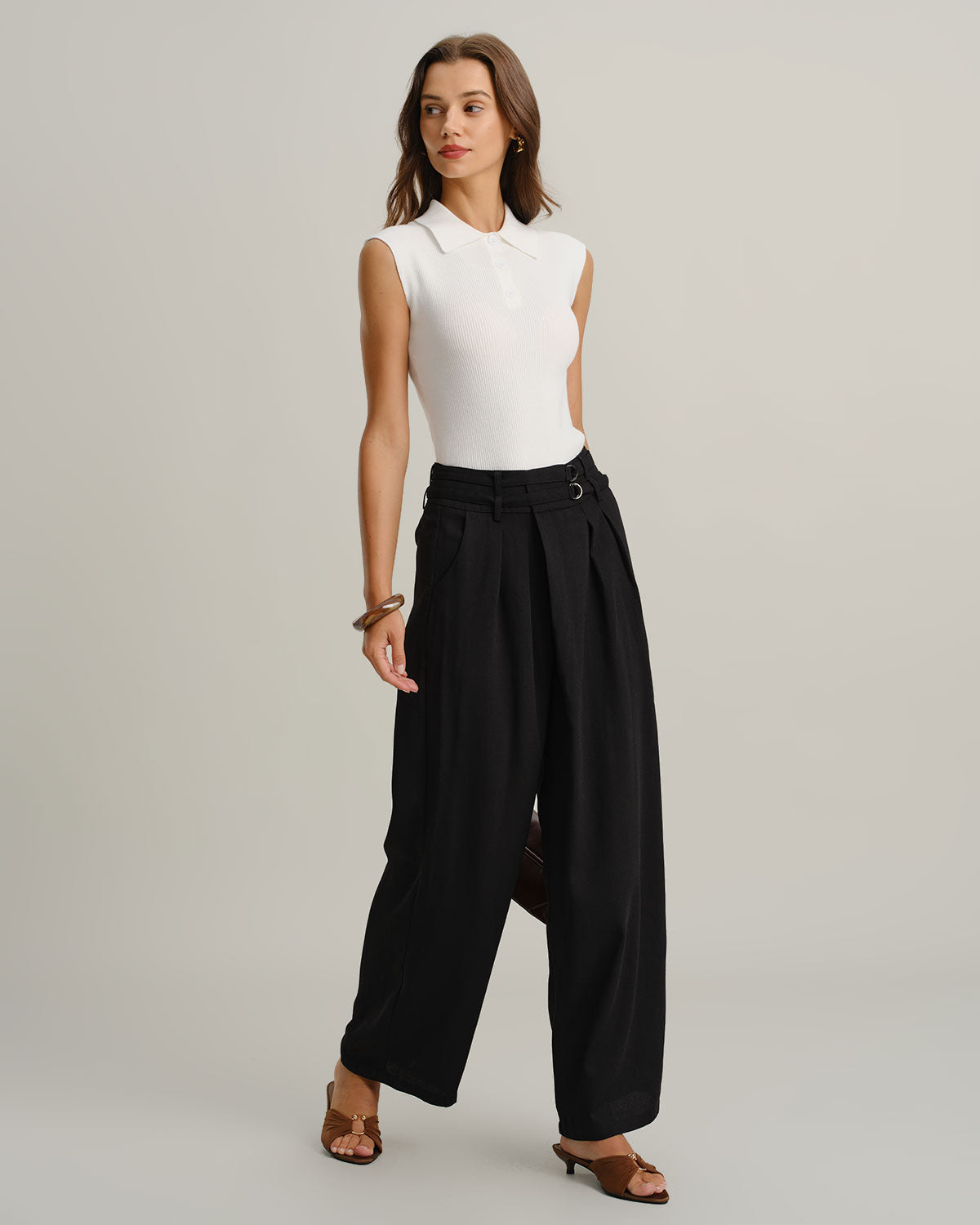 Women's Woven Polyester Trousers Bottoms - RIHOAS
