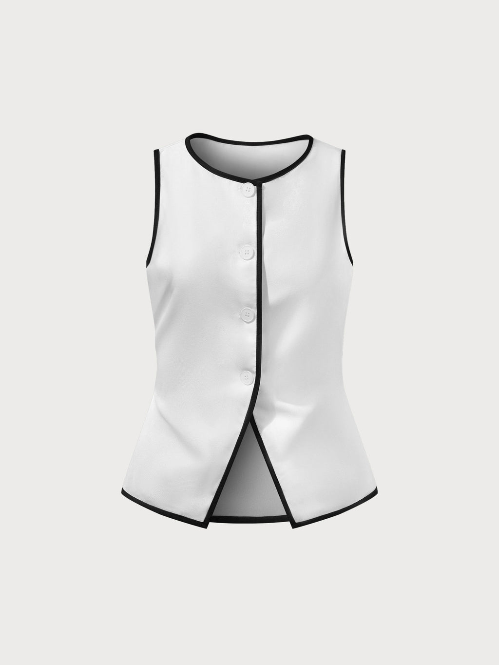 Women's Woven Polyester Vest Top Off White Tops - RIHOAS