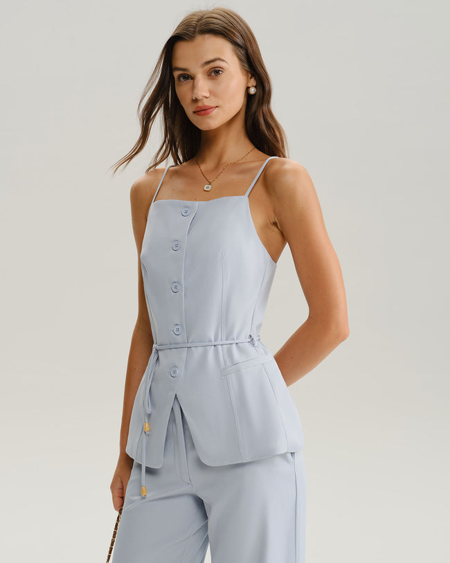 Women's Woven Polyester Vest Tops - RIHOAS