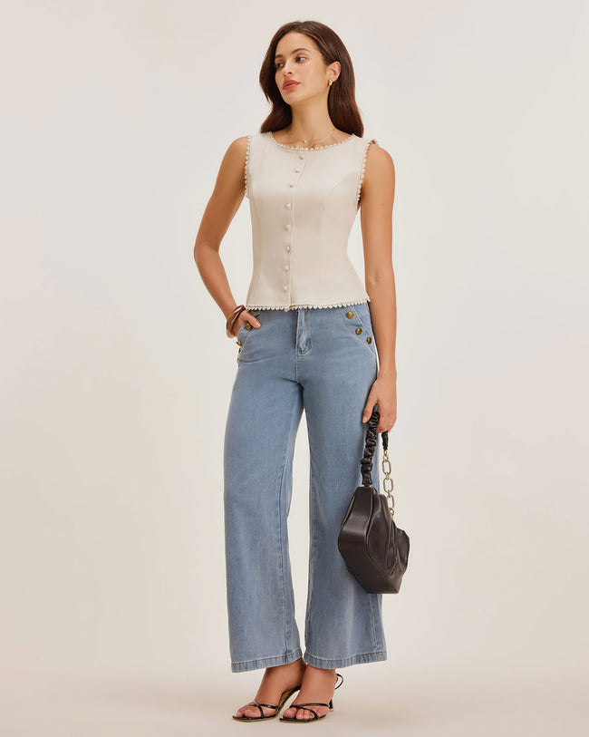 Women's Woven Polyester Vest Tops - RIHOAS