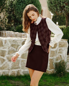 Women's Woven Polyester Vest Wine Red Tops - RIHOAS