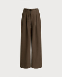 Women's Woven Tencel Cotton Casual Pants Coffee Bottoms - RIHOAS