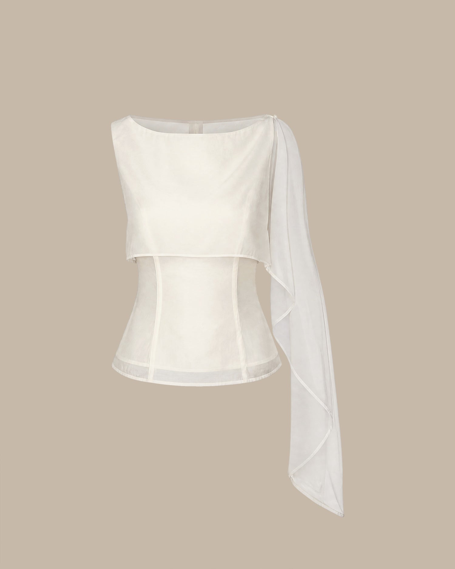 Apricot Boat Neck Chiffon Tank Top 03