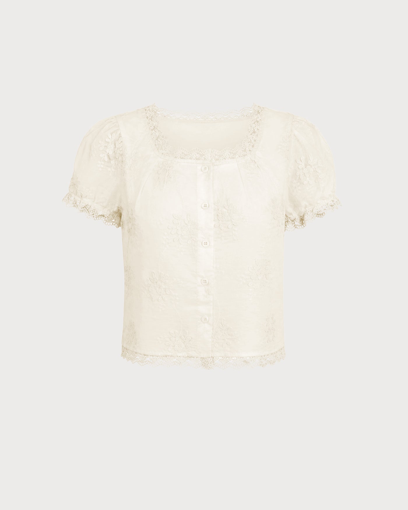 Apricot Square Neck Floral Button Tee 06