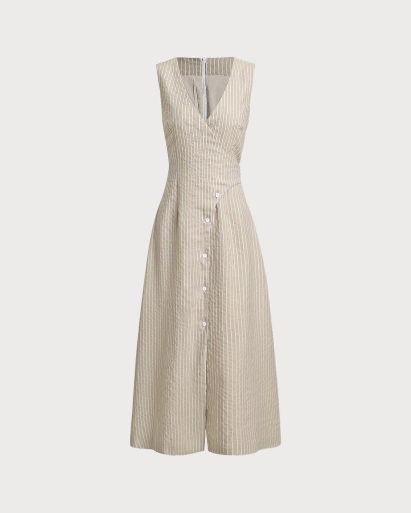 Women's Woven Viscose Maxi Dress Brown Dresses - RIHOAS