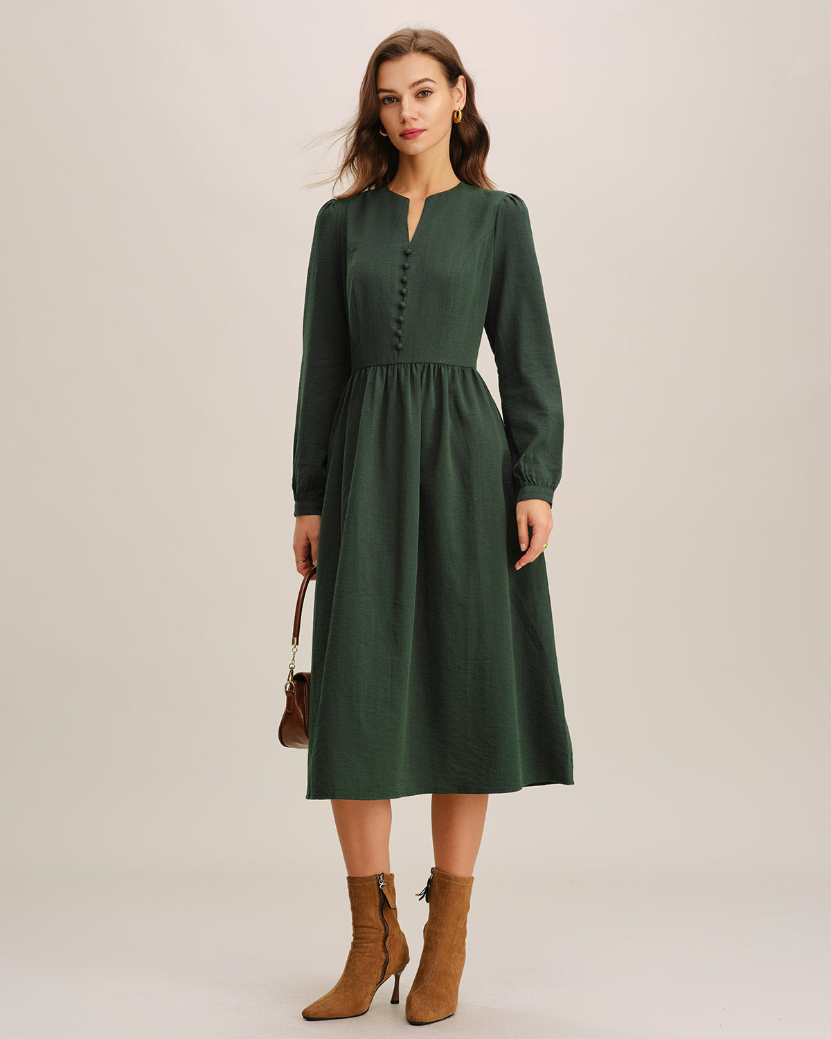 Women's Woven Viscose Midi Dress Dresses - RIHOAS