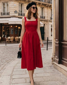 Women's Woven Viscose Midi Dress Dresses - RIHOAS