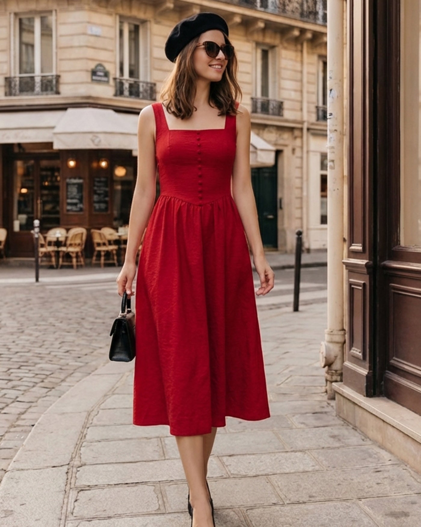 Women's Woven Viscose Midi Dress Dresses - RIHOAS
