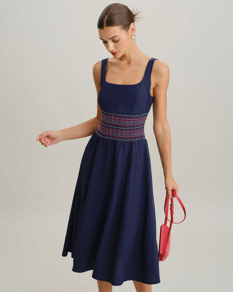 Women's Woven Viscose Midi Dress Dresses - RIHOAS