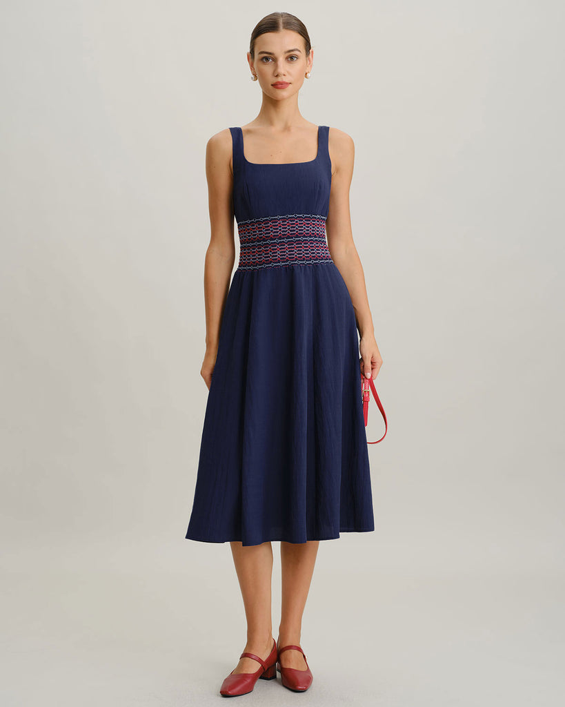 Women's Woven Viscose Midi Dress Dresses - RIHOAS