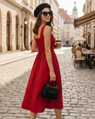 Women's Woven Viscose Midi Dress Dresses - RIHOAS