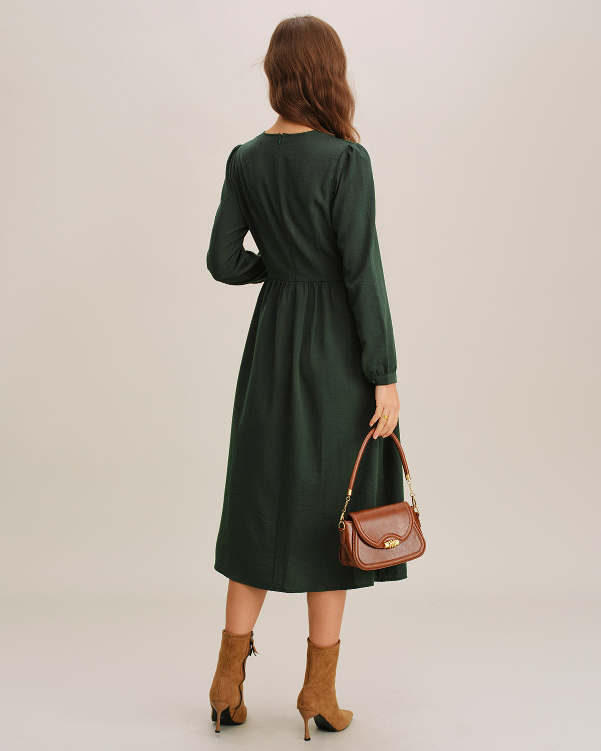 Green A-Line Pleated Midi Dress & Reviews - Green - Dresses | RIHOAS Green A-Line Pleated Midi Dress & Reviews - Green - Dresses | RIHOAS