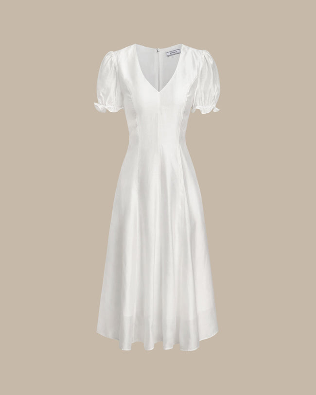 Women's Woven Viscose Midi Dresses White Dresses - RIHOAS