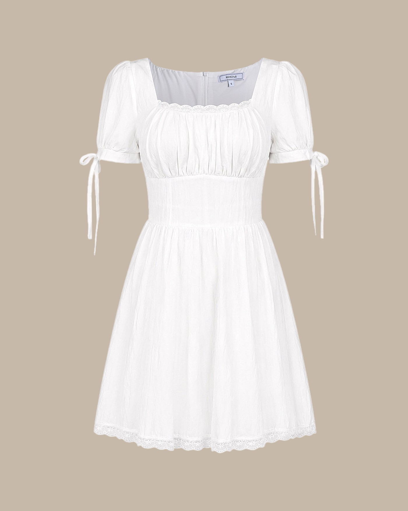 white summer dress ladies Women's 100% Cotton and Gold Maxi With Built-In Lining Embrace effortless summer style with this midi dress White Square Neck Lace Mini