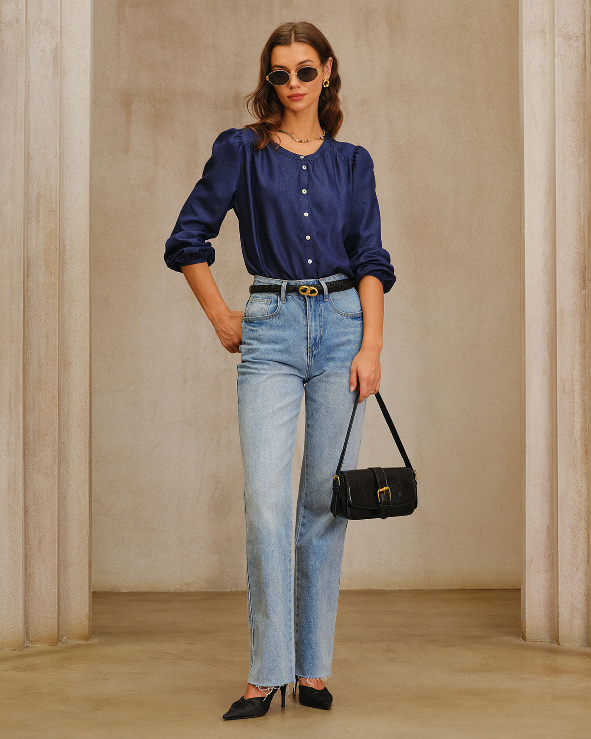 Women's Woven Viscose Shirt Tops - RIHOAS