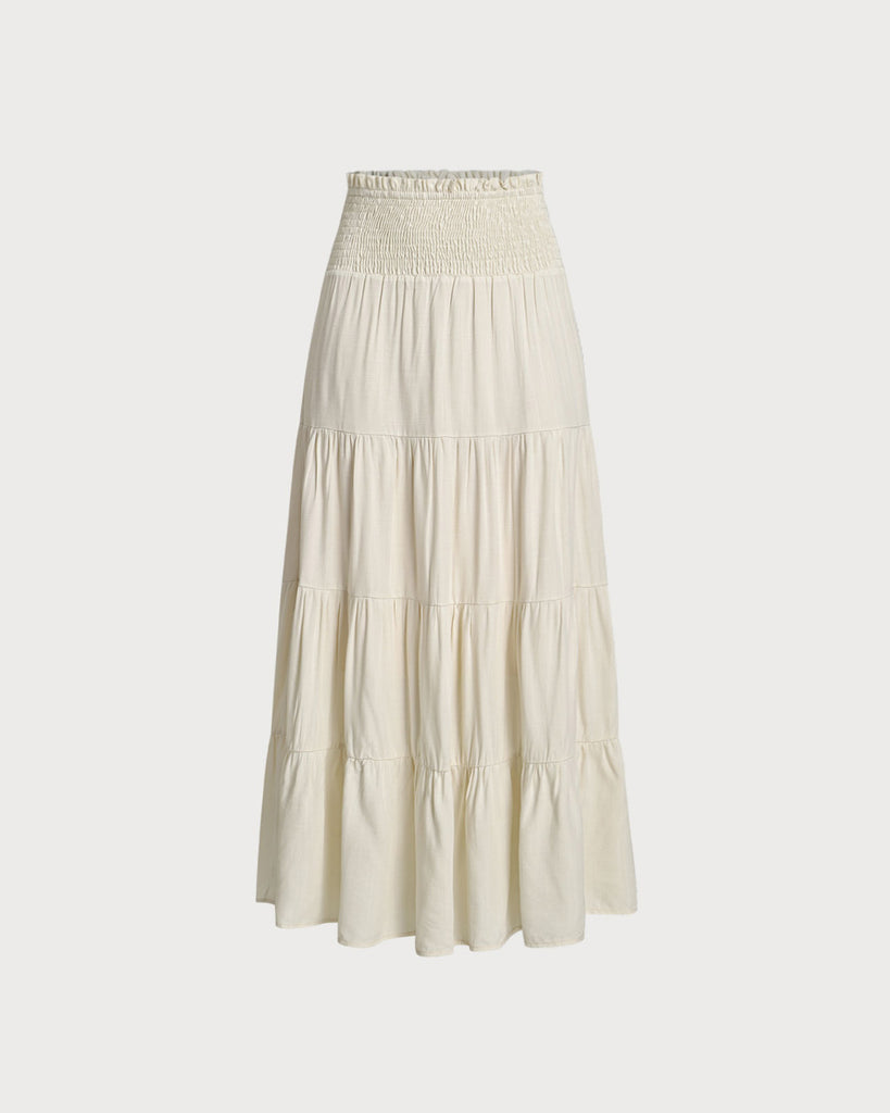 Women's Woven Viscose Skirts Apricot Bottoms - RIHOAS