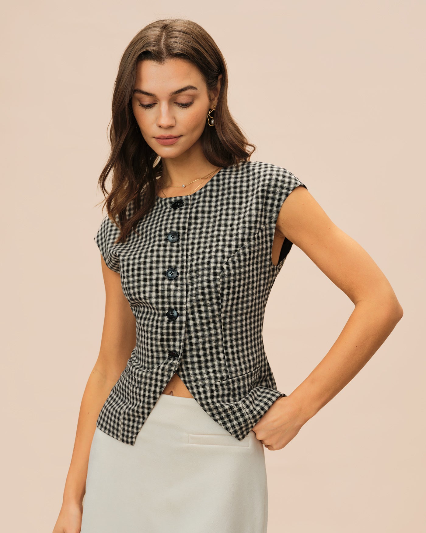 Women's Woven Viscose Tees Black Tops - RIHOAS