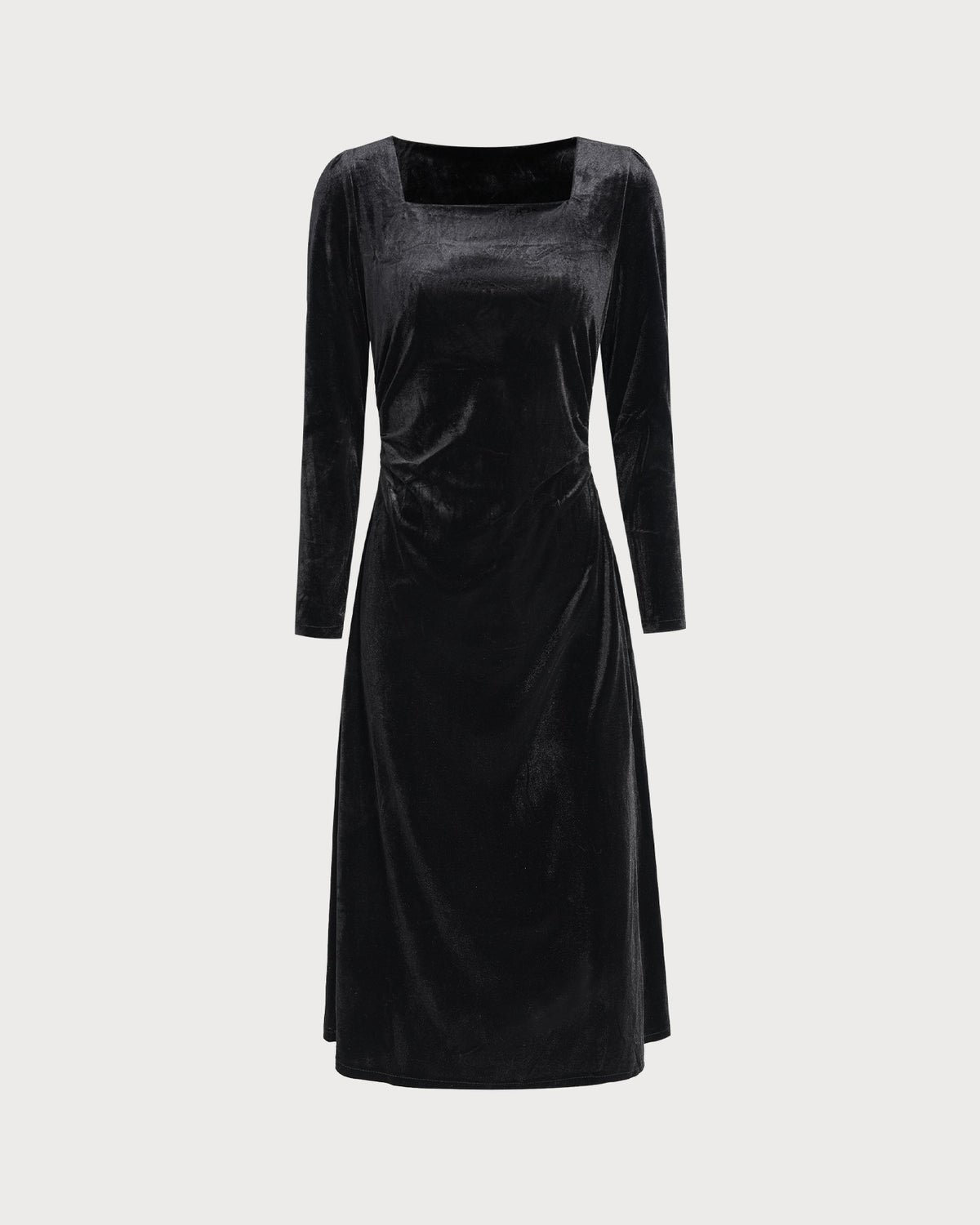 Womens Knit Polyester Midi Dress Black Dresses - RIHOAS