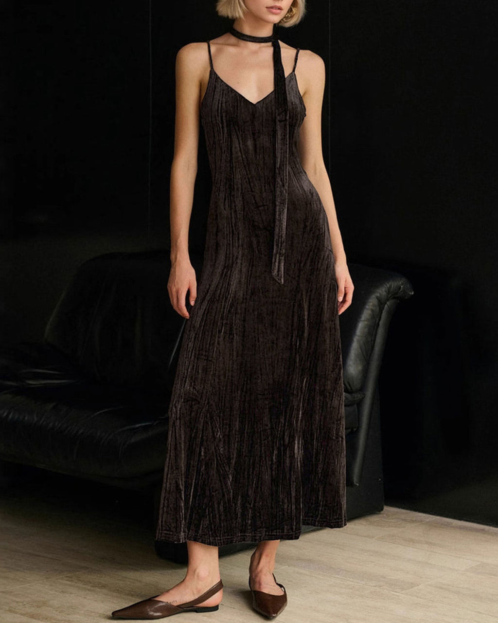 Womens Woven Polyester Midi Dress Dresses - RIHOAS
