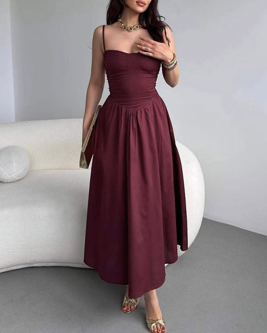 Womens' Woven Polyester Maxi Dress Dresses - RIHOAS