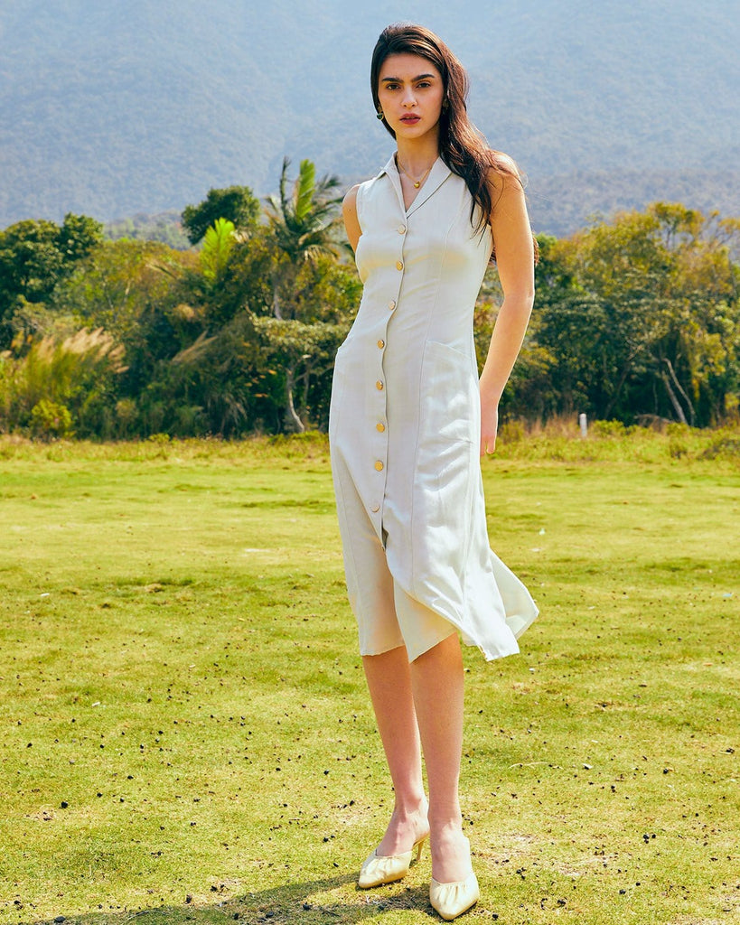 The Lapel Single-breasted Midi Dress - RIHOAS