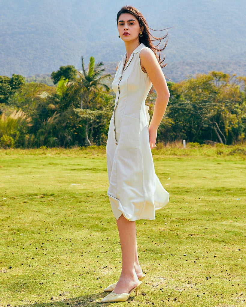 The Lapel Single-breasted Midi Dress - RIHOAS