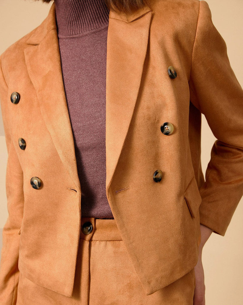 The Collared Buttons Suede Blazer - RIHOAS