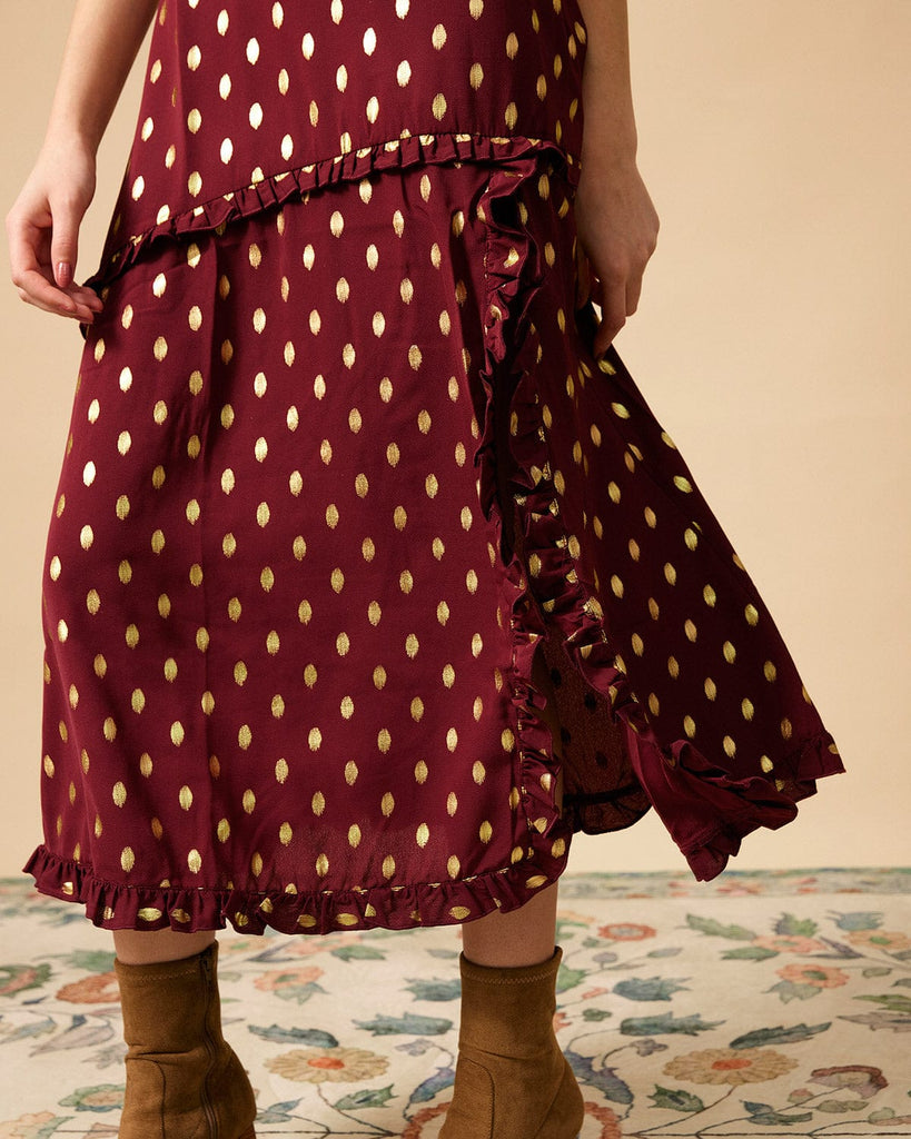 The Polka Dot Sleeveless Slit Midi Dress - RIHOAS