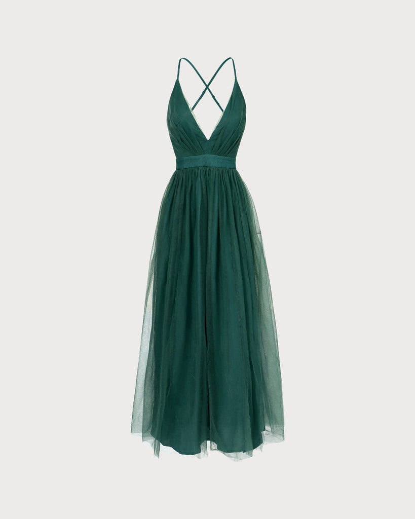 The V-Neck Mesh Maxi Dress Dresses - RIHOAS