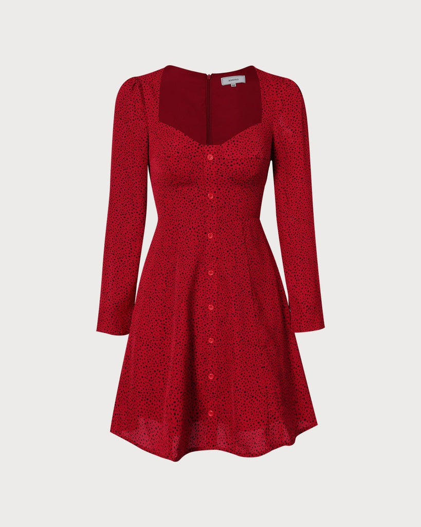 The Red Sweetheart Neck Mini Dress Dresses - RIHOAS