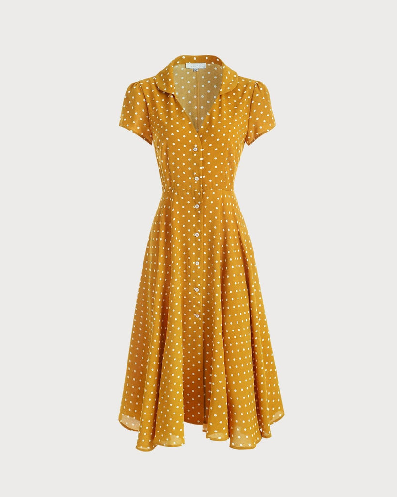The V-Neck Polka Dot Swing Dress Dresses - RIHOAS