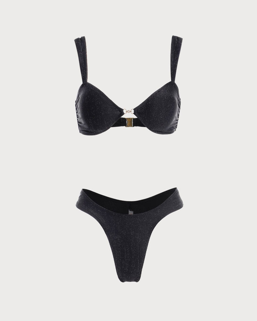 The Black Lurex Bikini Set Black Bikinis - RIHOAS