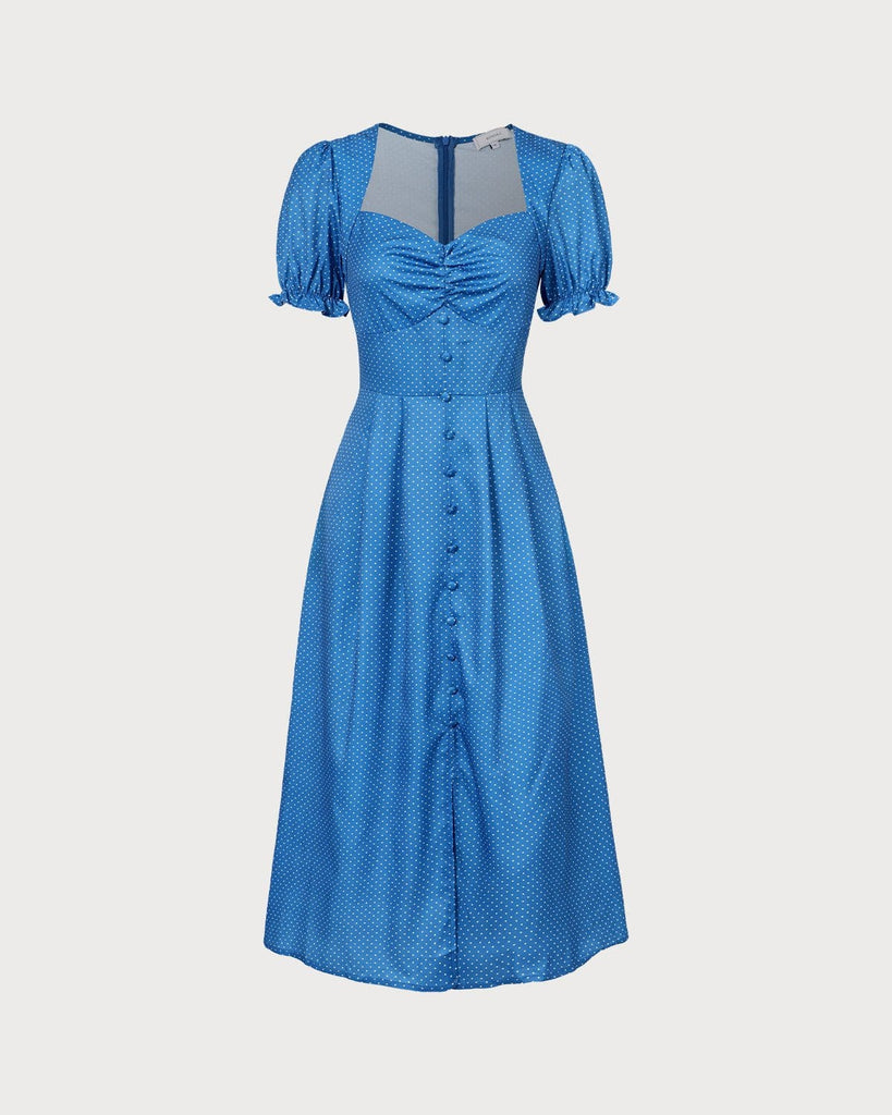 The Sweetheart Neck Ruched Polka Dot Dress Dresses - RIHOAS